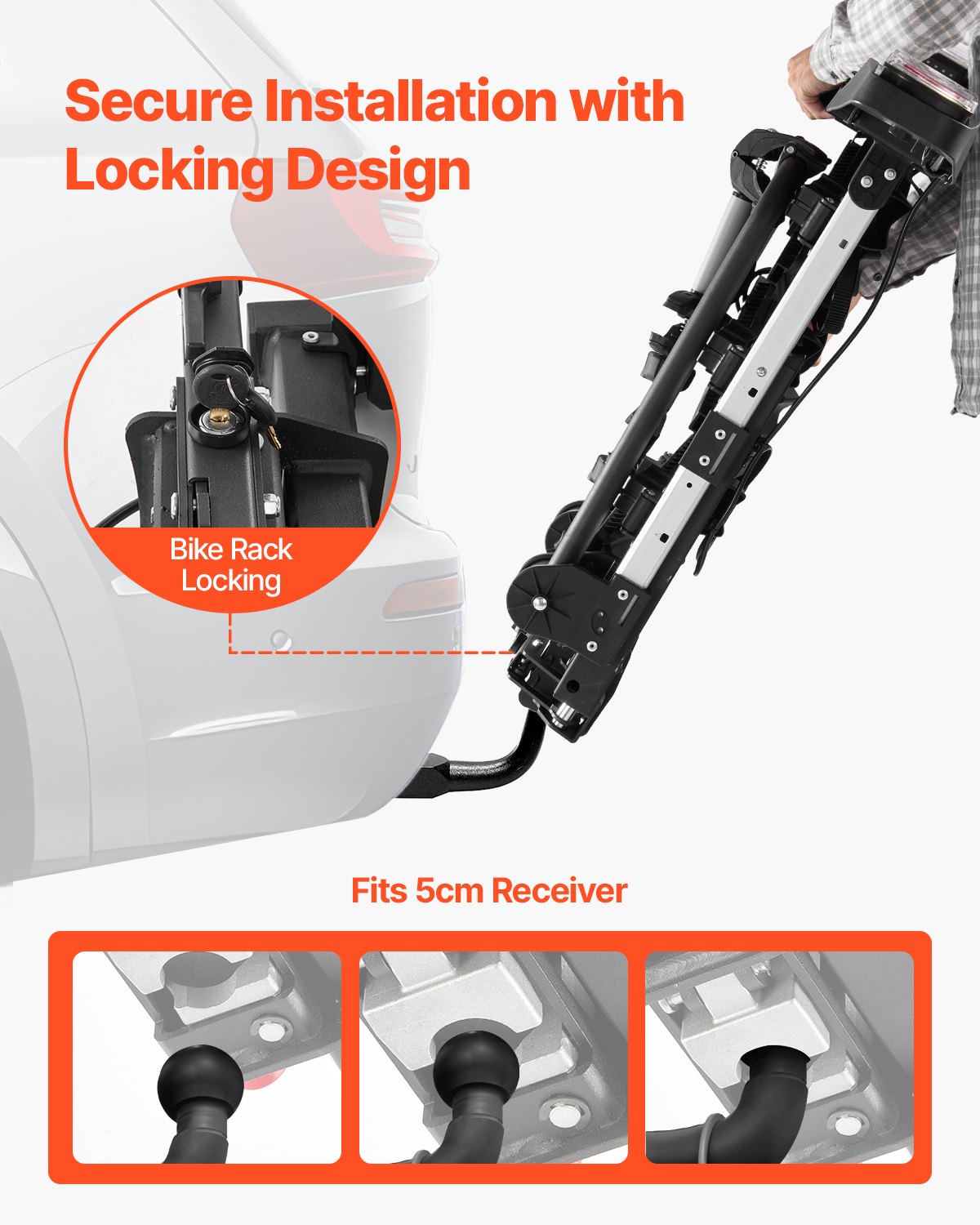 Fahrradträger für 3 Fahrräder Klappbarer Fahrradträger für Kupplungen Passend für 5 cm Aufnahmen