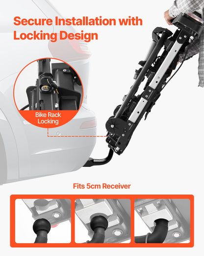 Fahrradträger für 3 Fahrräder Klappbarer Fahrradträger für Kupplungen Passend für 5 cm Aufnahmen
