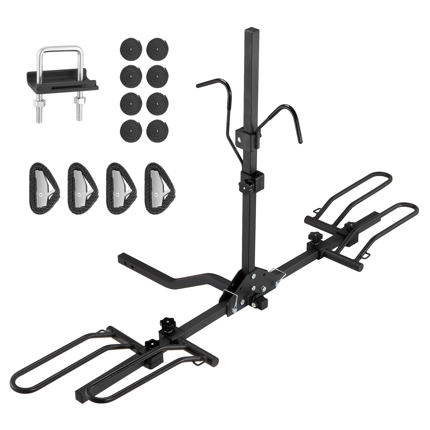 Hitch Mount Bike Rack, 2-Bike Platform Style, 80 LBS Max Capacity Bike Rack Hitch for 1.25-/2-Inch Receiver, Titling and Folding Bike Rack with Tires up to 2.4" Wide, for Car, SUV, Truck, RV, Rectangular Interface