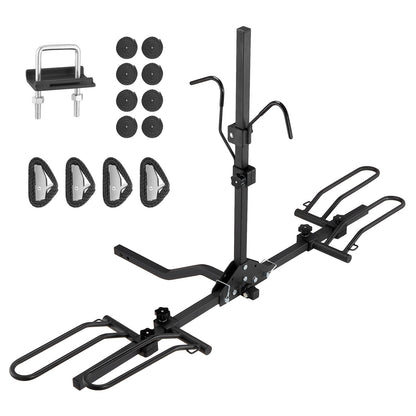 Hitch Mount Bike Rack, 2-Bike Platform Style, 80 LBS Max Capacity Bike Rack Hitch for 1.25-/2-Inch Receiver, Titling and Folding Bike Rack with Tires up to 2.4" Wide, for Car, SUV, Truck, RV, Rectangular Interface