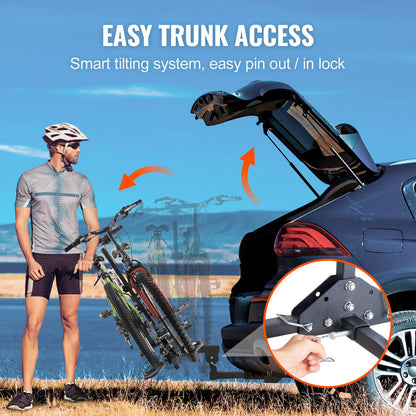 Hitch Mount Bike Rack, 2-Bike Platform Style, 160 LBS Max Capacity Bike Rack Hitch for 2-inch Receiver, Titling and Folding Bike Carrier with Tires up to 5" Wide, for Car, SUV, Truck, RV