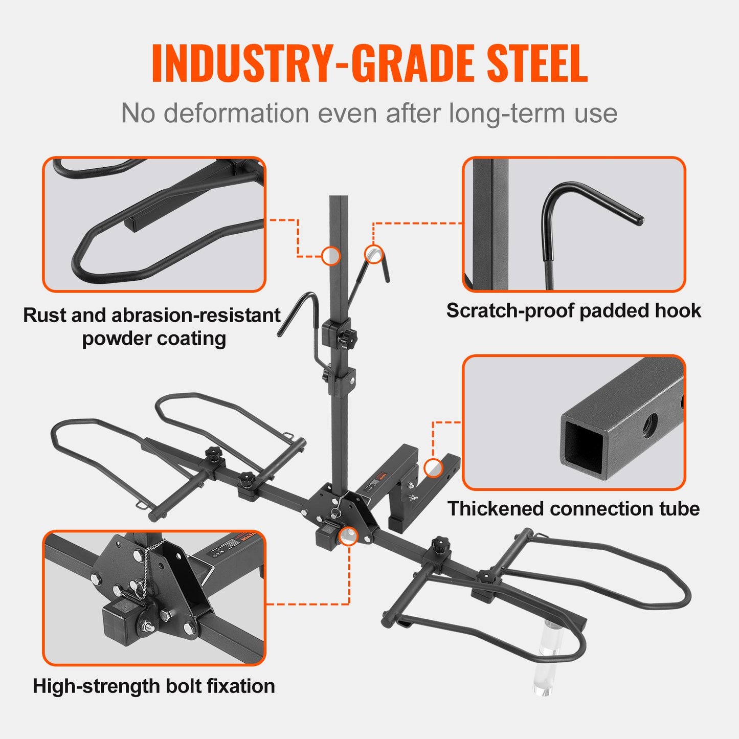 Hitch Mount Bike Rack, 2-Bike Platform Style, 160 LBS Max Capacity Bike Rack Hitch for 2-Inch Receiver, Titling and Folding Bike Rack with Tires Up to 5" Wide, for Car, SUV, Truck, RV, Rectangular Interface