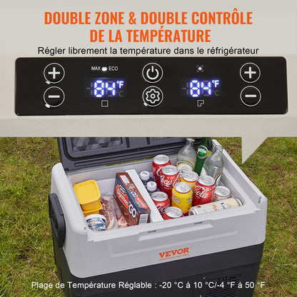 Car Refrigerator, 12 Volt Car Refrigerator Fridge, 37 QT/35 L Dual Zone Portable Freezer, -4℉-50℉ Adjustable Range, 12/24V DC and 100-240V AC Compressor Cooler for Outdoor, Camping, Travel, RV
