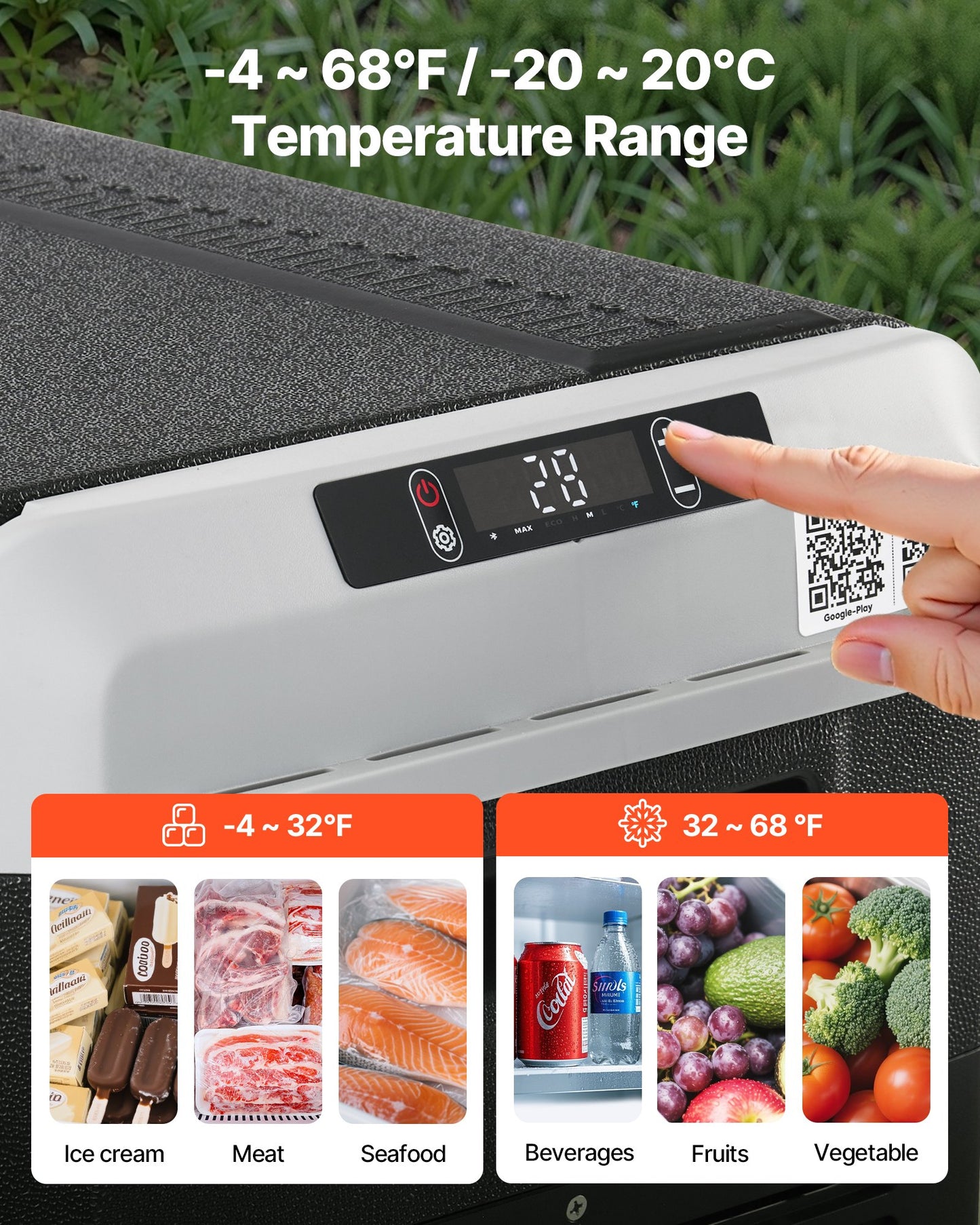 12 Volt Car Refrigerator, 63.4QT/60L Car Fridge, Portable Electric Cooler with Wheels and Handle, -4℉~68℉, 12/24V DC and 100- 240V AC Compressor Freezer for Outdoor, Camping, Travel, RV