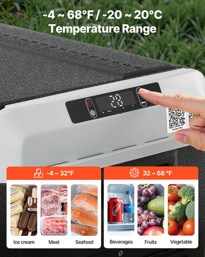 12 Volt Car Refrigerator, 63.4QT/60L Car Fridge, Portable Electric Cooler with Wheels and Handle, -4℉~68℉, 12/24V DC and 100- 240V AC Compressor Freezer for Outdoor, Camping, Travel, RV