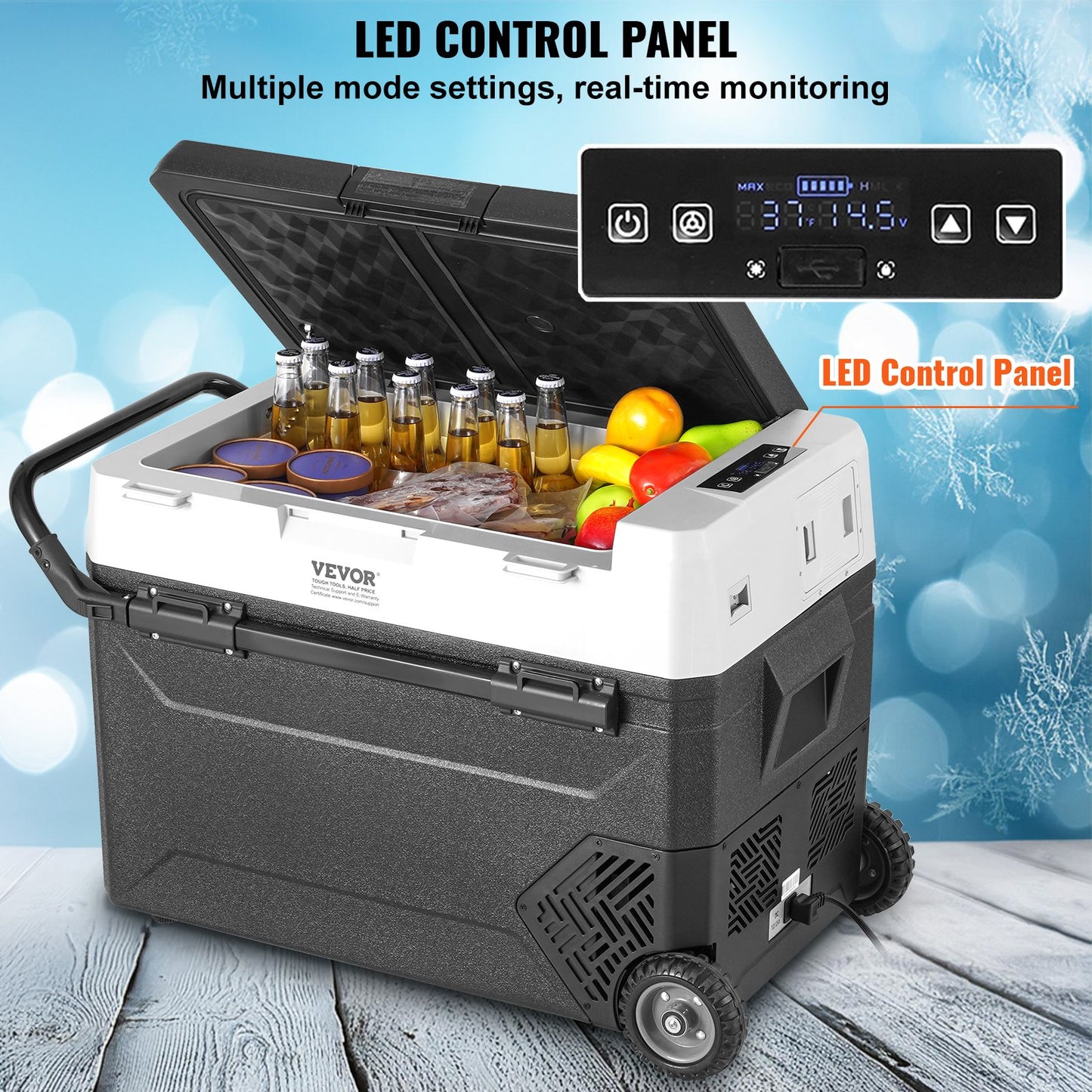 Tragbarer Autokühlschrank mit Gefrierfach, Kompressor, 60 l, Einzelzone, für Auto und Zuhause