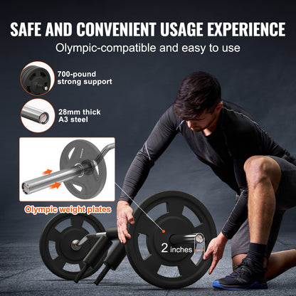 Safety Squat Bar, 700 LBS Fitness Squat Bar, Safety Squat Bar Attachment with Shoulder and Arm Pads, 28mm Diameter Weight Bar, Ideal for Front Squats, Lunges, Rehab, Physical Therapy