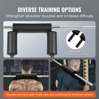 Safety Squat Bar, 700 LBS Fitness Squat Bar, Safety Squat Bar Attachment with Shoulder and Arm Pads, 28mm Diameter Weight Bar, Ideal for Front Squats, Lunges, Rehab, Physical Therapy