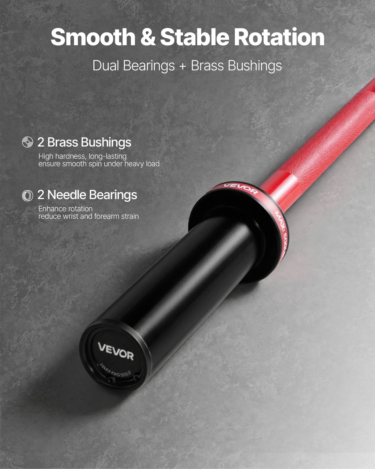 4FT Barbell Bar, Fits 2-Inch Weight Plates, Barbell Bar with Knurled Grip for Strength Training, Weightlifting, Squat, Deadlift, Bench Press, Curl, Overhead Press, 550lbs/226kg Capacity