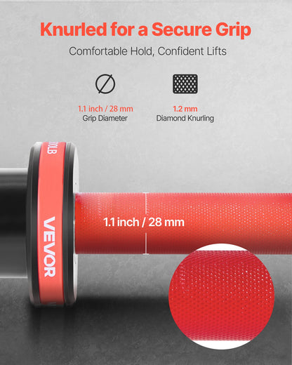 4FT Barbell Bar, Fits 2-Inch Weight Plates, Barbell Bar with Knurled Grip for Strength Training, Weightlifting, Squat, Deadlift, Bench Press, Curl, Overhead Press, 550lbs/226kg Capacity