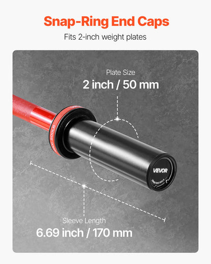 4FT Barbell Bar, Fits 2-Inch Weight Plates, Barbell Bar with Knurled Grip for Strength Training, Weightlifting, Squat, Deadlift, Bench Press, Curl, Overhead Press, 550lbs/226kg Capacity