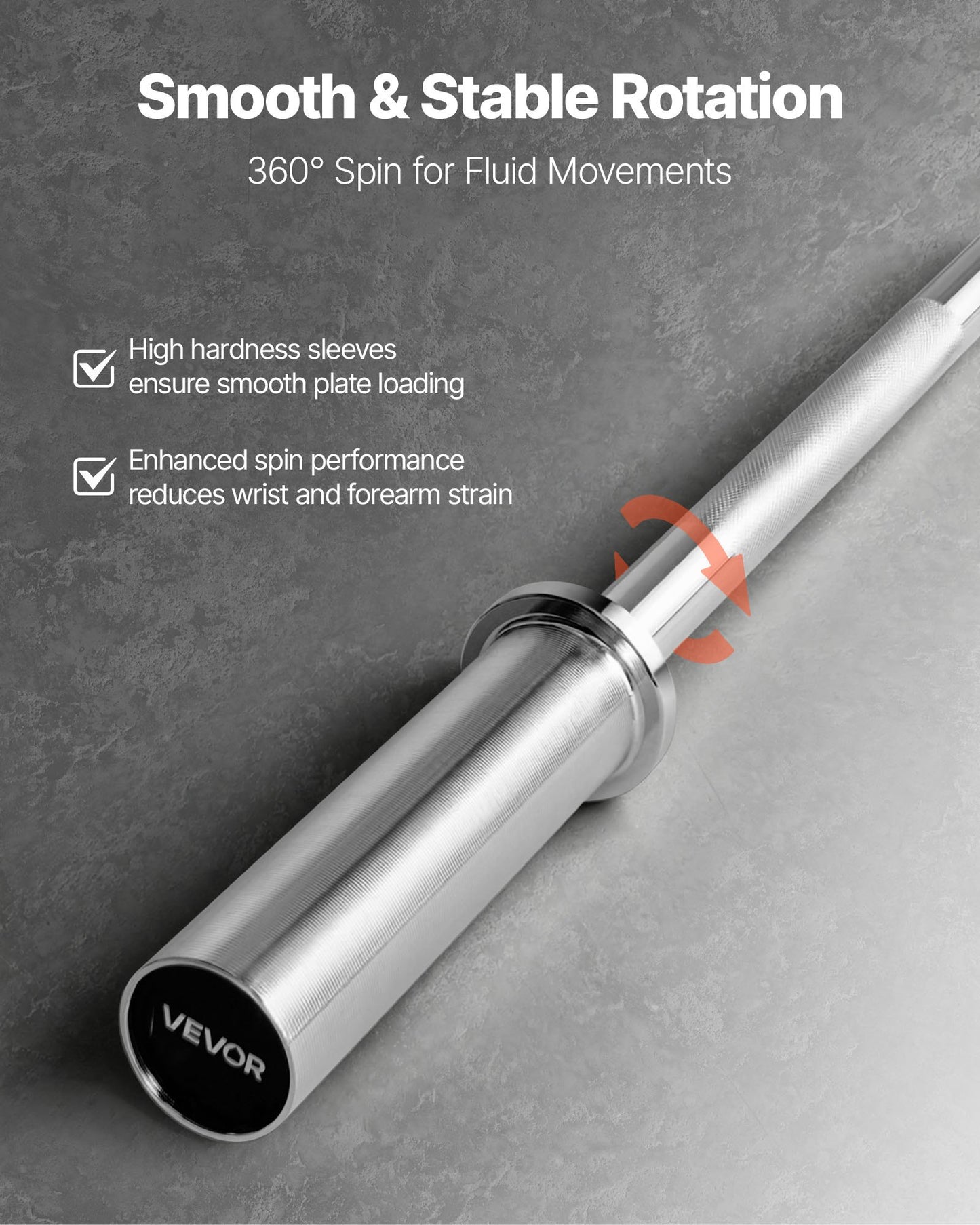 6FT Barbell Bar, Fits 2-Inch Weight Plates, Chrome Plated Barbell Bar with Knurled Grip for Strength Training, Weightlifting, Squat, Deadlift, Bench Press, Curl, Overhead Press, 500lbs Capacity