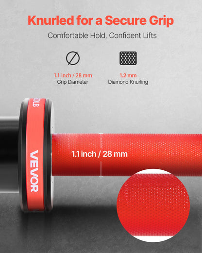 7FT Barbell Bar, Fits 2-Inch Weight Plates, Barbell Bar with Knurled Grip for Strength Training, Weightlifting, Squat, Deadlift, Bench Press, Curl, Overhead Press, 1000lbs/453kg Capacity