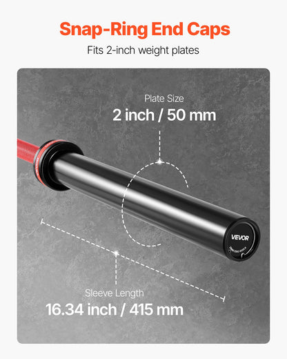 7FT Barbell Bar, Fits 2-Inch Weight Plates, Barbell Bar with Knurled Grip for Strength Training, Weightlifting, Squat, Deadlift, Bench Press, Curl, Overhead Press, 1000lbs/453kg Capacity