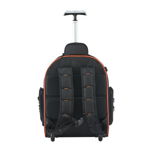 Verktygsryggsäck med hjul, 45 fickor, kraftig verktygsväska med hjul