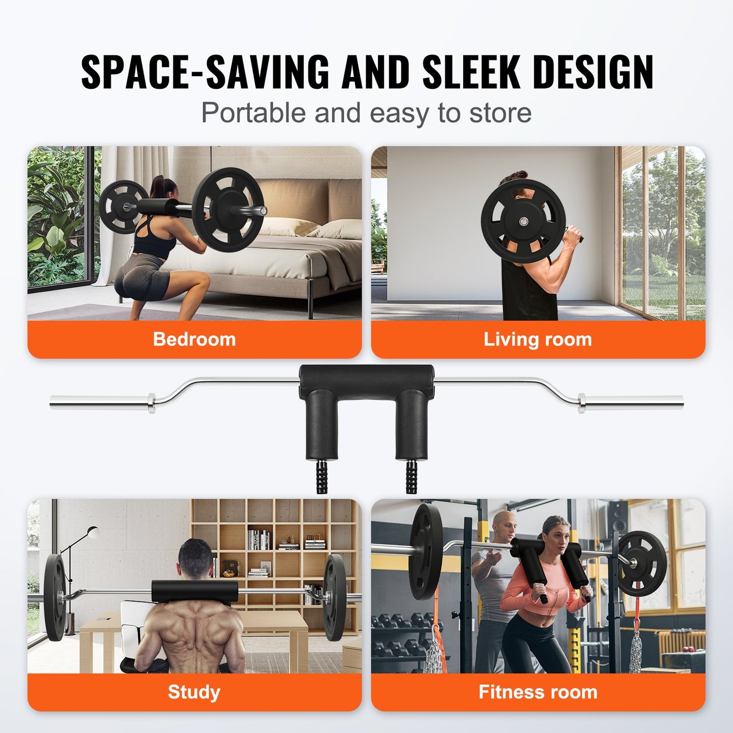 Sicherheits-Kniebeugenstange, 1.500 Pfund Fitness-Kniebeugenstange, Sicherheits-Kniebeugenstangenaufsatz mit Schulter- und Armpolstern, Langhantel mit 32 mm Durchmesser, ideal für Frontkniebeugen, Ausfallschritte, Reha, Physiotherapie