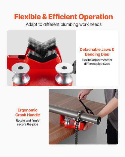 Heavy-Duty Pipe Chain Vise, 1/8" - 5" Pipe Capacity, 26" Rugged Chain & Cast Iron Base, Hitch Mount Vise Plate Holder With Adjustable Height - Fits 2 inch x 2 inch Receiver