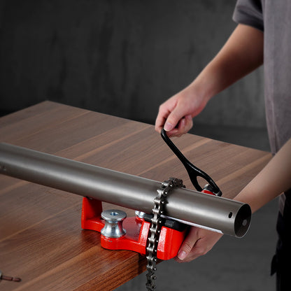 Heavy-Duty Pipe Chain Vise, 1/8" - 5" Pipe Capacity, 26" Rugged Chain & Cast Iron Base, Hitch Mount Vise Plate Holder With Adjustable Height - Fits 2 inch x 2 inch Receiver