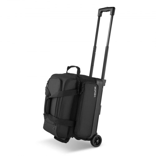 Bowling Ball Bag, 2 Ball Double Roller Bowling Bag with Wheels, Featuring a Separate Compartment for Shoes (Up To US Size 16) & Oversized Accessory Pocket, Retractable Handle Extends to 41.32 in