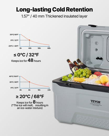 Portable Cooler, 74 QT Wheeled Cooler with Ice Retention, Heavy-Duty Handles and Cup Holder, Lightweight Rigid Material Insulated Portable Cooler, Suitable for Family Picnics and Long Trips