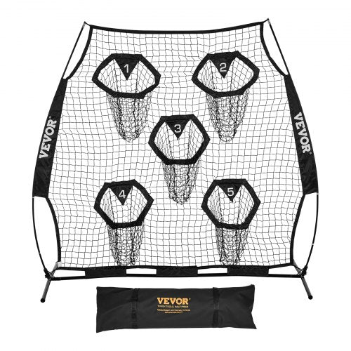 6 x 6 ft Football Trainer Throwing Net, Training Throwing Target Practice Net with 5 Target Pockets, Knotless Net Includes Straps and Portable Carry Case, Improve QB Throwing Accuracy, Black