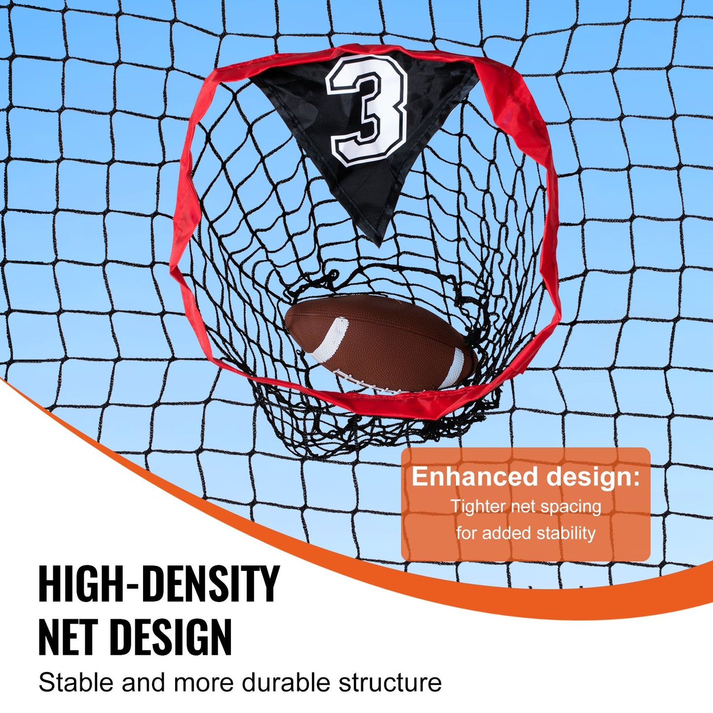 8 x 8 ft Football Coach Throwing Net, Training Throwing Goal Training Net with 5 Goal Pockets, Knotless Netting Includes Hoop Frame and Portable Bag, Improve QB Throwing Accuracy, Red