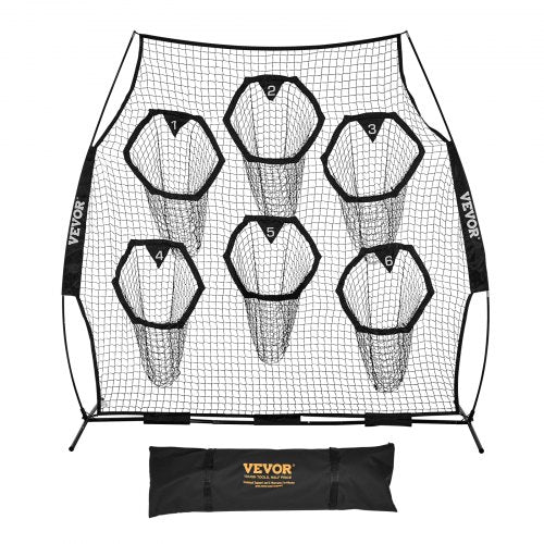 8 x 8 ft Football Trainer Throwing Net, Training Throwing Target Practice Net with 6 Target Pockets, Knotless Net Includes Straps and Portable Carry Case, Improve QB Throwing Accuracy, Black