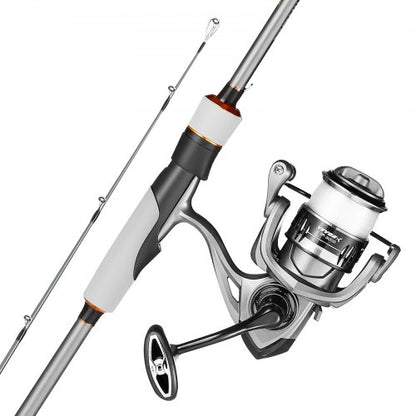 Rod and Fishing Reel Combo, IM6 Carbon Fiber Spinning Rod and Reel Combo, Bass Fishing Pole with 6.5 ft Two-Piece Rods, 7+1 Ball Bearings, EVA Handle, Stainless Steel Guides with Ceramic Rings