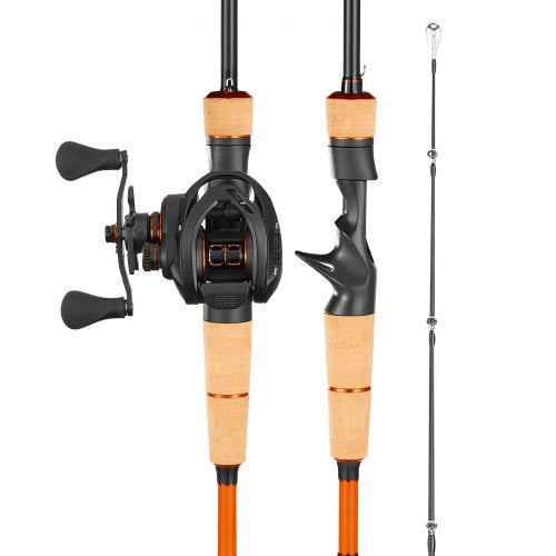 Rod and Fishing Reel Combo, IM7 Carbon Fiber Baitcasting Rod and Reel Combo, Bass Fishing Pole with 6+1 BB System, 7.0:1 Gear Ratio, Cork Handle, Stainless Steel Guides with Ceramic Rings