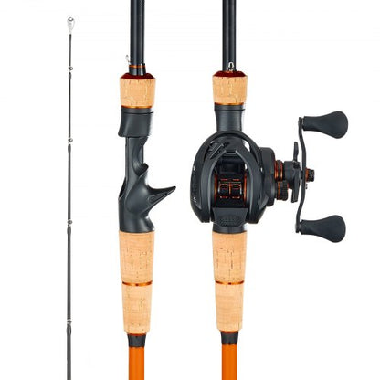 Rod and Fishing Reel Combo, IM7 Carbon Fiber Baitcasting Rod and Reel Combo, Bass Fishing Pole with 7+1 BB System, 7.0:1 Gear Ratio, Cork Handle, Stainless Steel Guides with Ceramic Rings