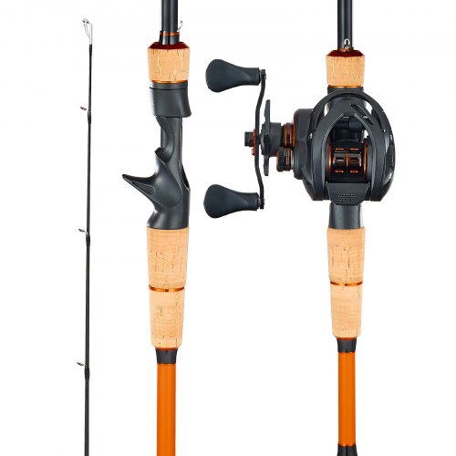 Rod and Fishing Reel Combo, IM7 Carbon Fiber Baitcasting Rod and Reel Combo, Bass Fishing Pole with 7+1 BB System, 7.0:1 Gear Ratio, Cork Handle, Stainless Steel Guides with Ceramic Rings