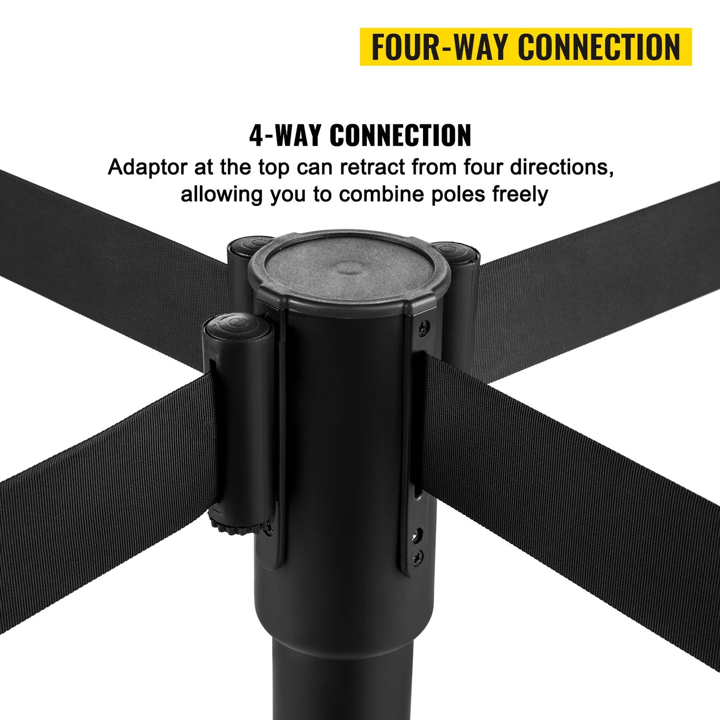 Crowd Control Stång Stång Set 8 delar med 6,6 fot/2 m svart bälte