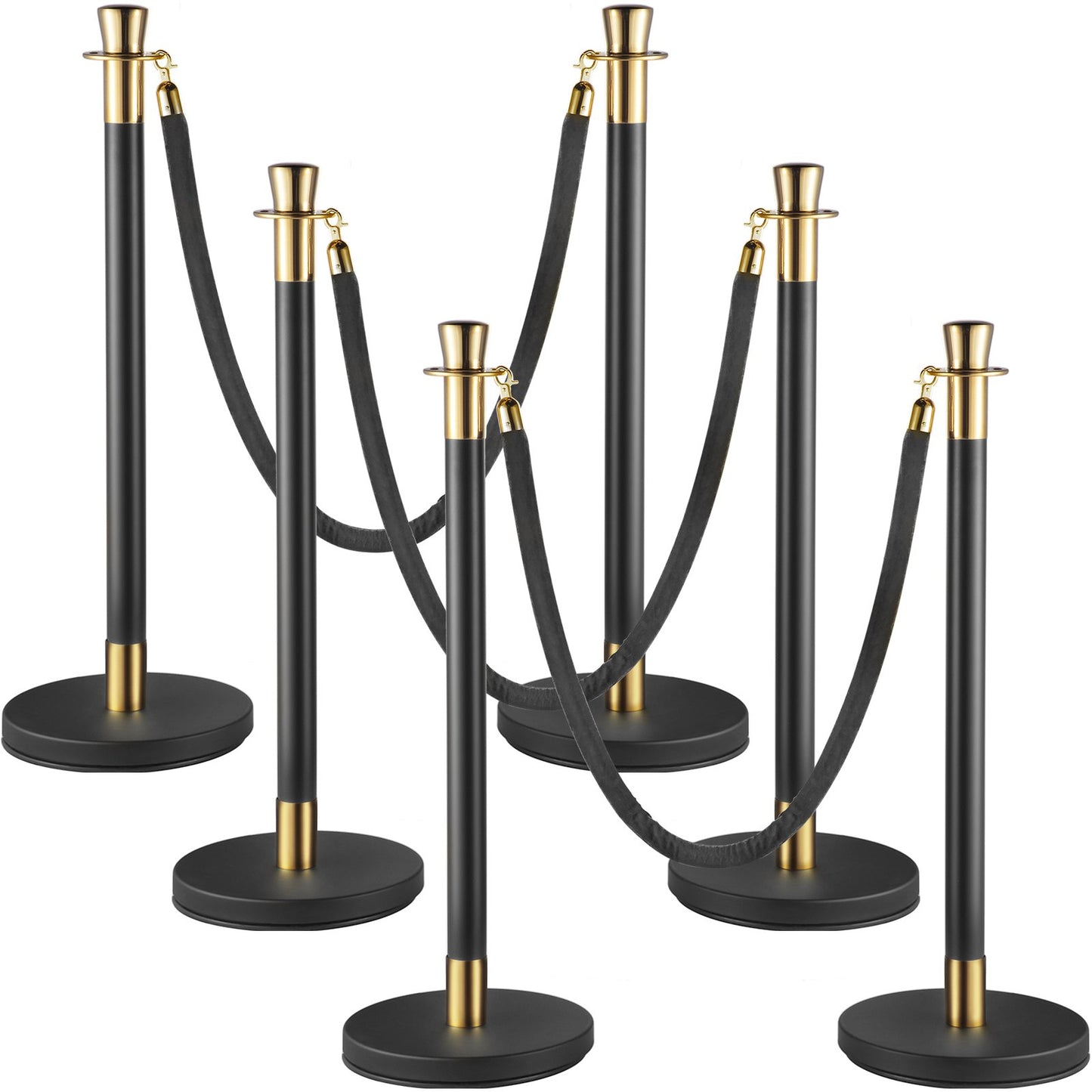 Crowd Control Stanchion Stanchion Set 6 pieces set with black velvet rope