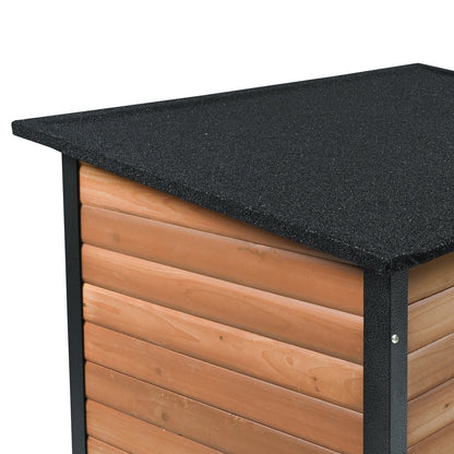 Outdoor Dog House, Waterproof Insulated Dog House with Raised Floor, Anti-Bite Wood Dog House Outdoor Iron Frame, Open Roof, for Medium to Large Dogs