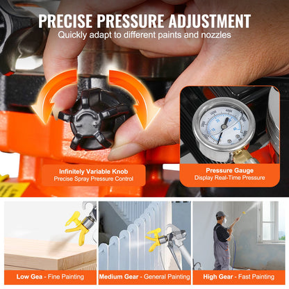 Cart Airless Paint Sprayer Membrane Paint Airless Sprayer 1100W Electric