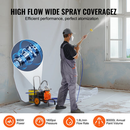 Cart Airless Paint Sprayer Membrane Paint Airless Sprayer 900W Electric