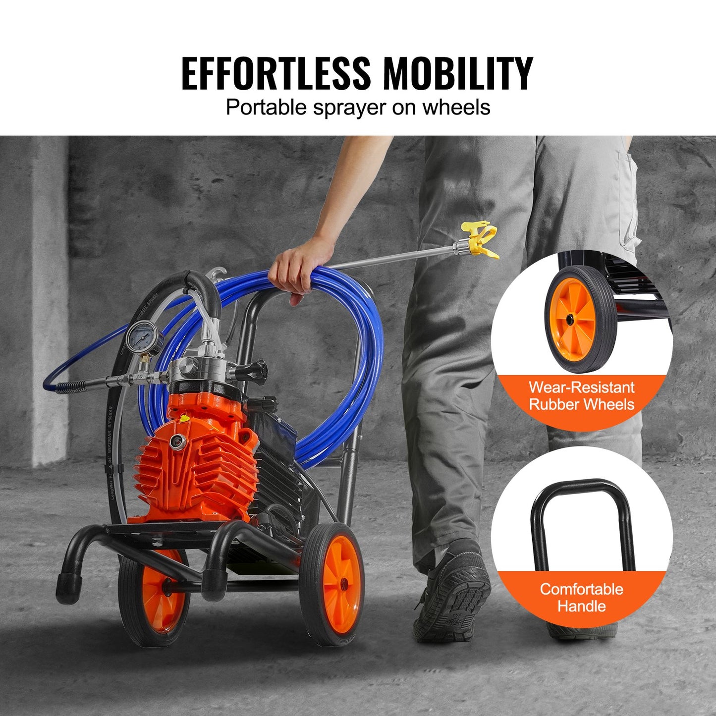 Cart Airless Paint Sprayer Membrane Paint Airless Sprayer 900W Electric