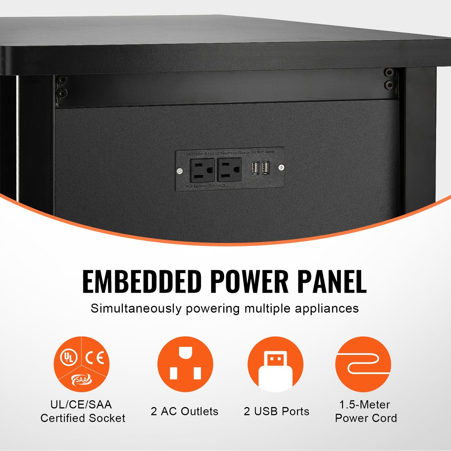 Aquarium Stand, 75 Gallon Fish Tank Stand, 52 x 19.7 x 32.3 in Steel and MDF Turtle Tank Stand, 626 lbs Load Capacity, Reptile Tank Stand with Storage Cabinet and Built-in Power Panel, Black