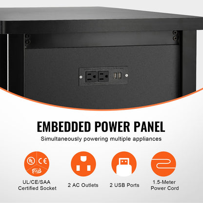 Aquarium Stand, 75 Gallon Fish Tank Stand, 52 x 19.7 x 32.3 in Steel and MDF Turtle Tank Stand, 626 lbs Load Capacity, Reptile Tank Stand with Storage Cabinet and Built-in Power Panel, Black