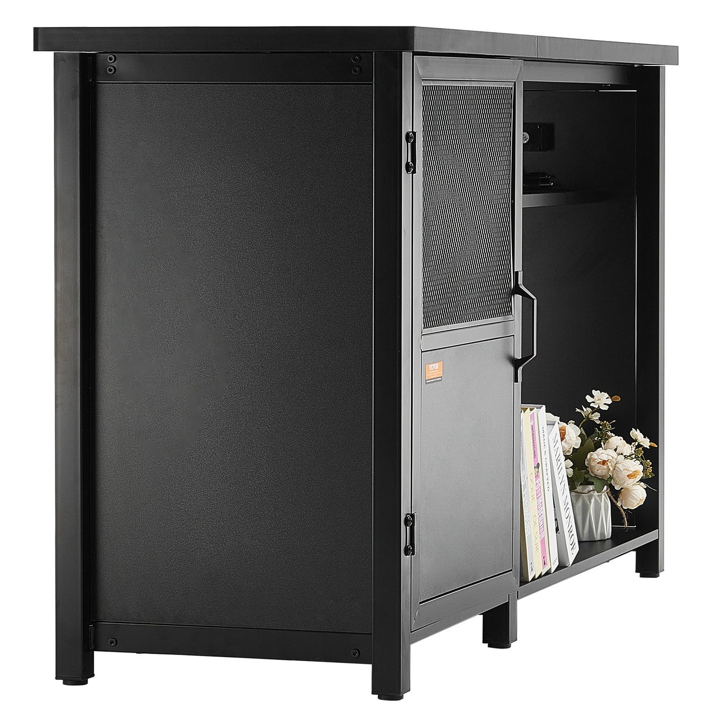 Aquarium Stand, 75 Gallon Fish Tank Stand, 52 x 19.7 x 32.3 in Steel and MDF Turtle Tank Stand, 626 lbs Load Capacity, Reptile Tank Stand with Storage Cabinet and Built-in Power Panel, Black