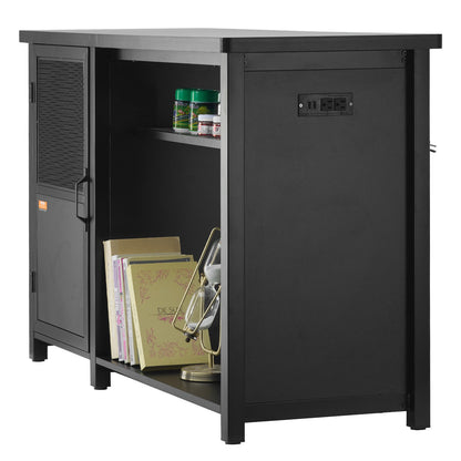 Aquarium Stand, 75 Gallon Fish Tank Stand, 52 x 19.7 x 32.3 in Steel and MDF Turtle Tank Stand, 626 lbs Load Capacity, Reptile Tank Stand with Storage Cabinet and Built-in Power Panel, Black