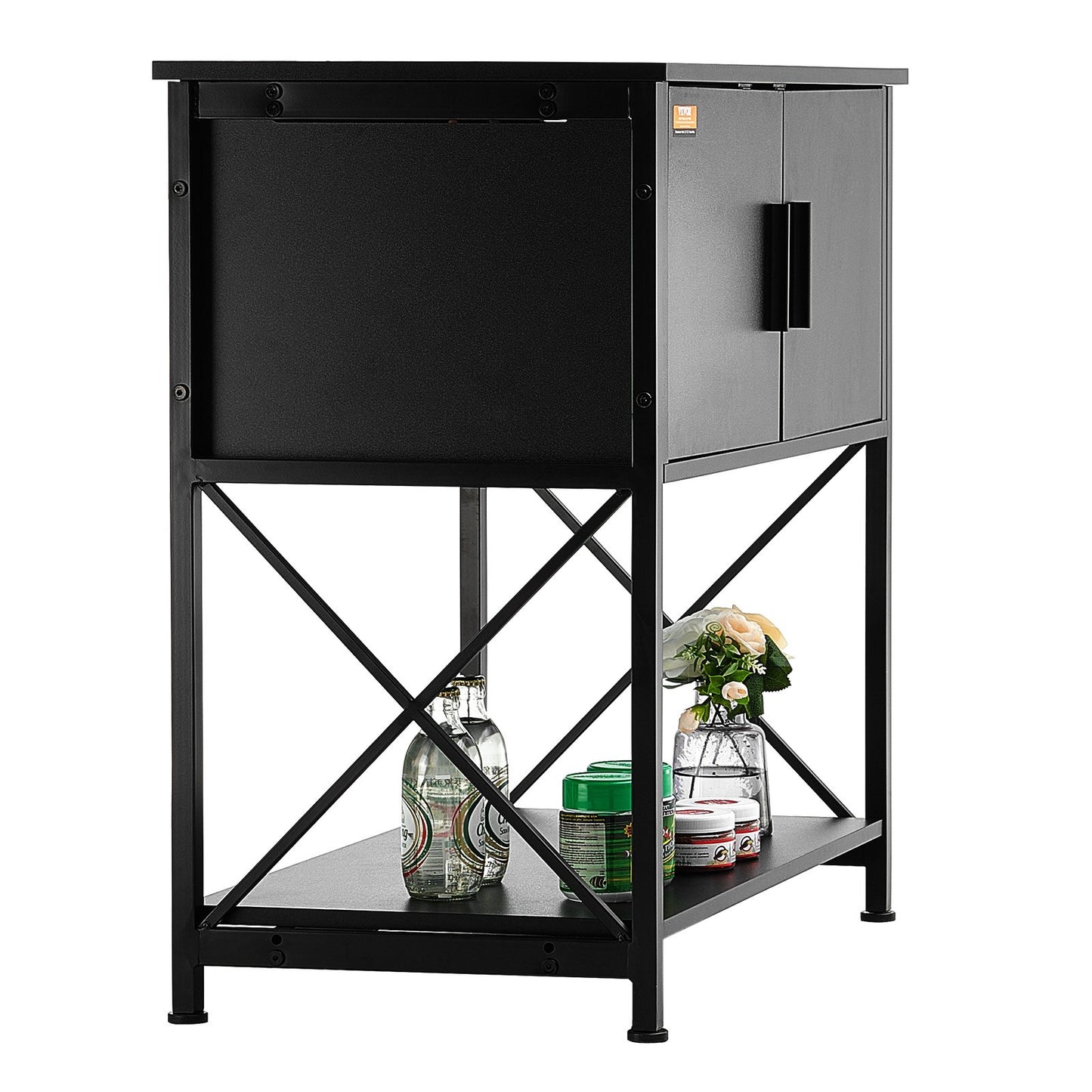 Aquarium Stand, 29 Gallon Fish Tank Stand, 28.7 x 16.5 x 30 in Steel and MDF Turtle Tank Stand, 242.5 lbs Load Capacity, Reptile Tank Stand with Storage Cabinet and Built-in Power Panel, Black