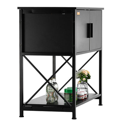 Aquarium Stand, 29 Gallon Fish Tank Stand, 28.7 x 16.5 x 30 in Steel and MDF Turtle Tank Stand, 242.5 lbs Load Capacity, Reptile Tank Stand with Storage Cabinet and Built-in Power Panel, Black