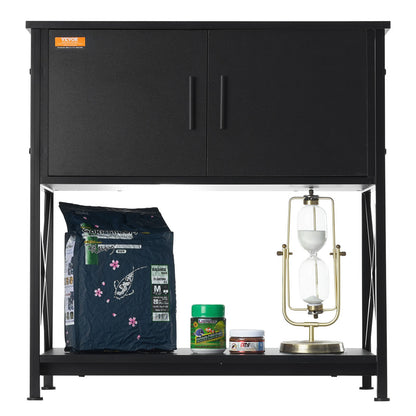 Aquarium Stand, 29 Gallon Fish Tank Stand, 28.7 x 16.5 x 30 in Steel and MDF Turtle Tank Stand, 242.5 lbs Load Capacity, Reptile Tank Stand with Storage Cabinet and Built-in Power Panel, Black