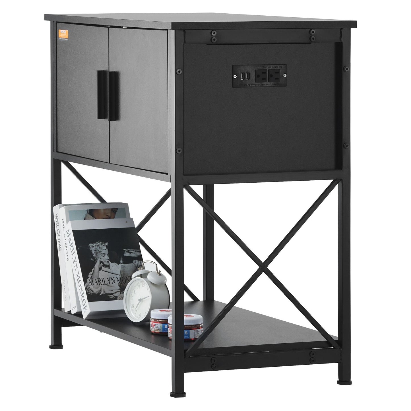 Aquarium Stand, 29 Gallon Fish Tank Stand, 28.7 x 16.5 x 30 in Steel and MDF Turtle Tank Stand, 242.5 lbs Load Capacity, Reptile Tank Stand with Storage Cabinet and Built-in Power Panel, Black