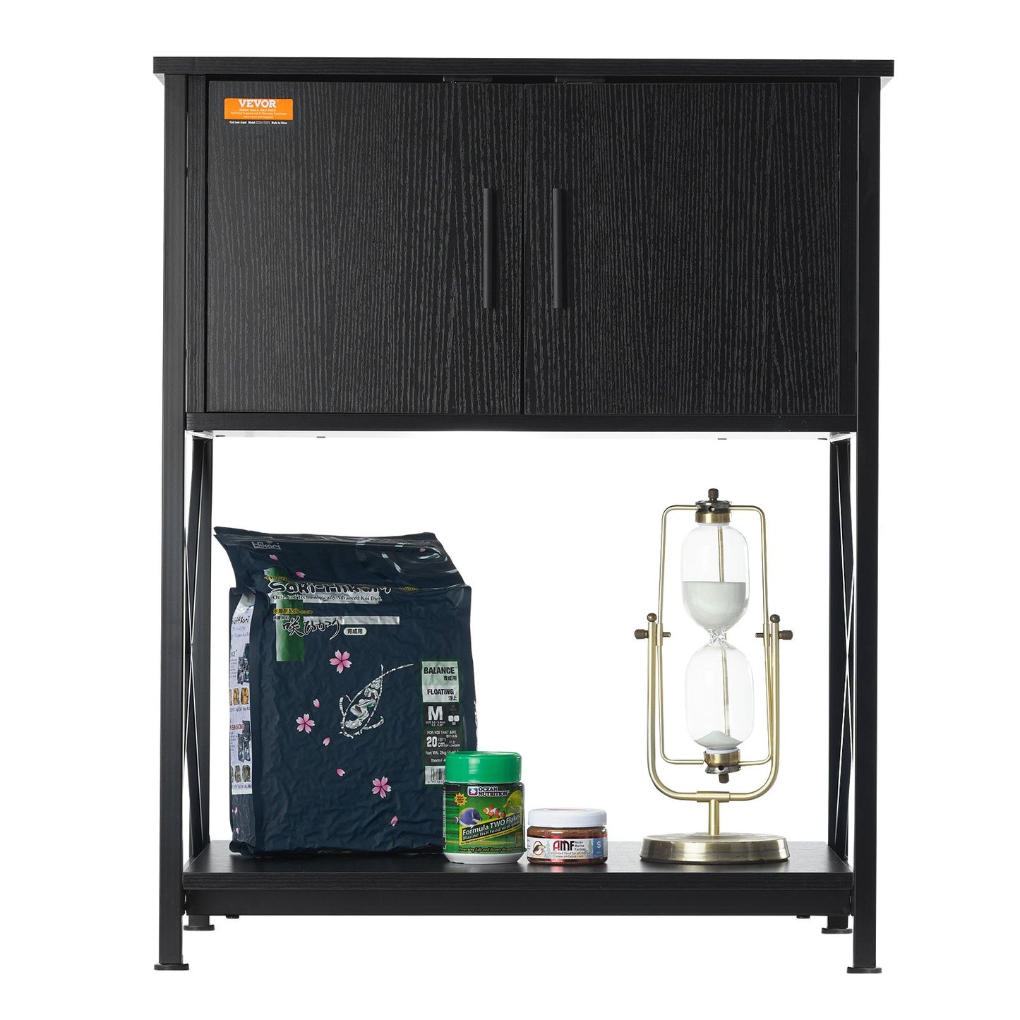 Aquarium Stand, 20 Gallon Fish Tank Stand, 25.6 x 16.5 x 31.9 in Steel and MDF Turtle Tank Stand, 167.6 lbs Load Capacity, Reptile Tank Stand with Storage Cabinet and Built-in Power Panel, Black