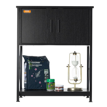 Aquarium Stand, 20 Gallon Fish Tank Stand, 25.6 x 16.5 x 31.9 in Steel and MDF Turtle Tank Stand, 167.6 lbs Load Capacity, Reptile Tank Stand with Storage Cabinet and Built-in Power Panel, Black