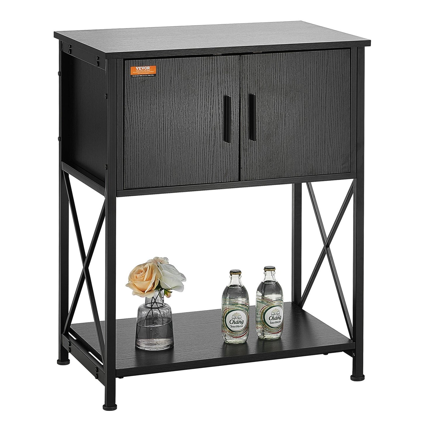 Aquarium Stand, 20 Gallon Fish Tank Stand, 25.6 x 16.5 x 31.9 in Steel and MDF Turtle Tank Stand, 167.6 lbs Load Capacity, Reptile Tank Stand with Storage Cabinet and Built-in Power Panel, Black