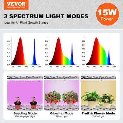 Plant Stand med Grow Lights 4 Eters 45W 49,8" Tall Plant Grow Hylla
