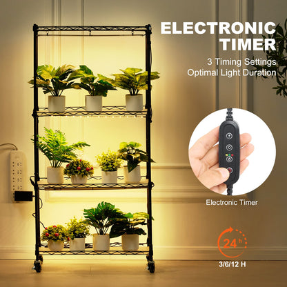 Plant Stand med Grow Lights 4 Eters 45W 49,8" Tall Plant Grow Hylla